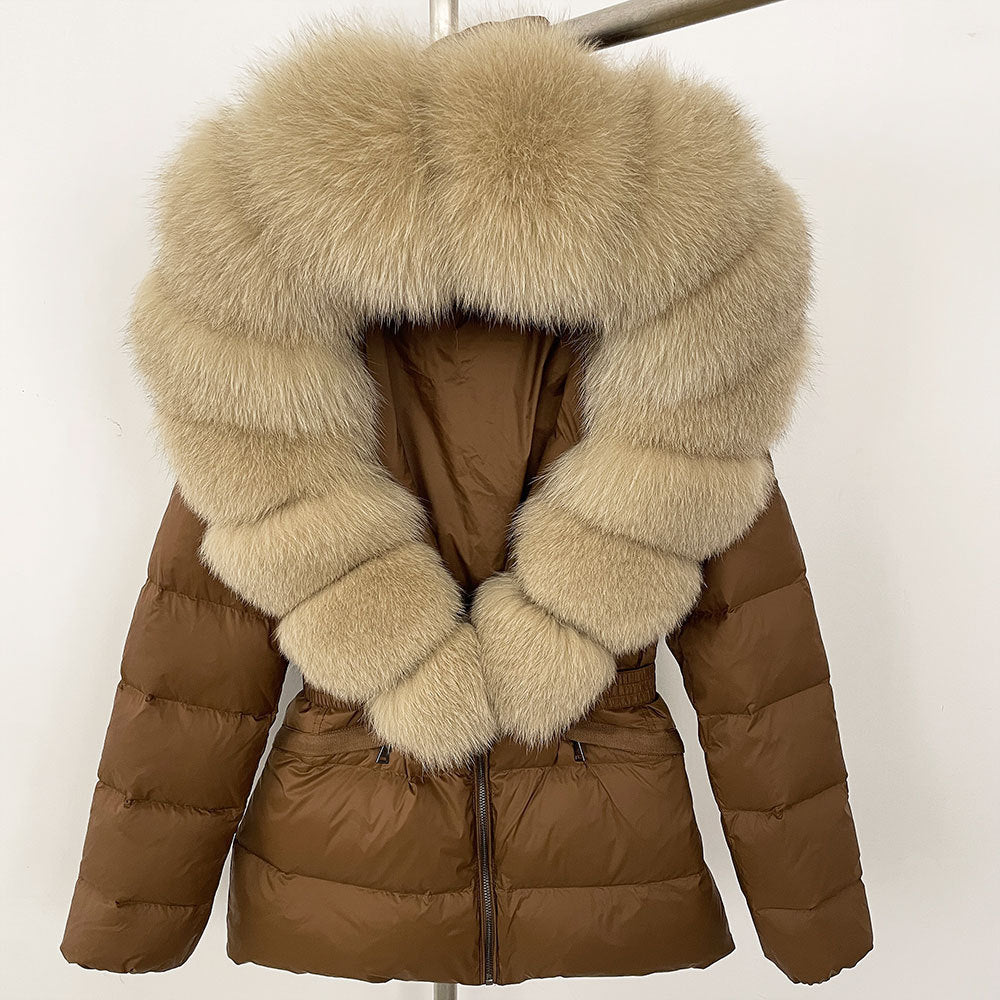 Short Women's Thickened Slim Fit Waist-tight Fur Down Jacket