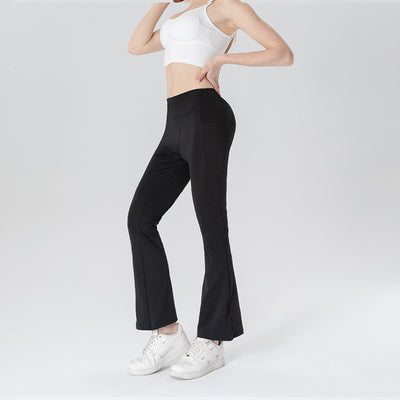 Pantalon court amincissant taille moyenne pour femme, pantalon bootcut décontracté à poches