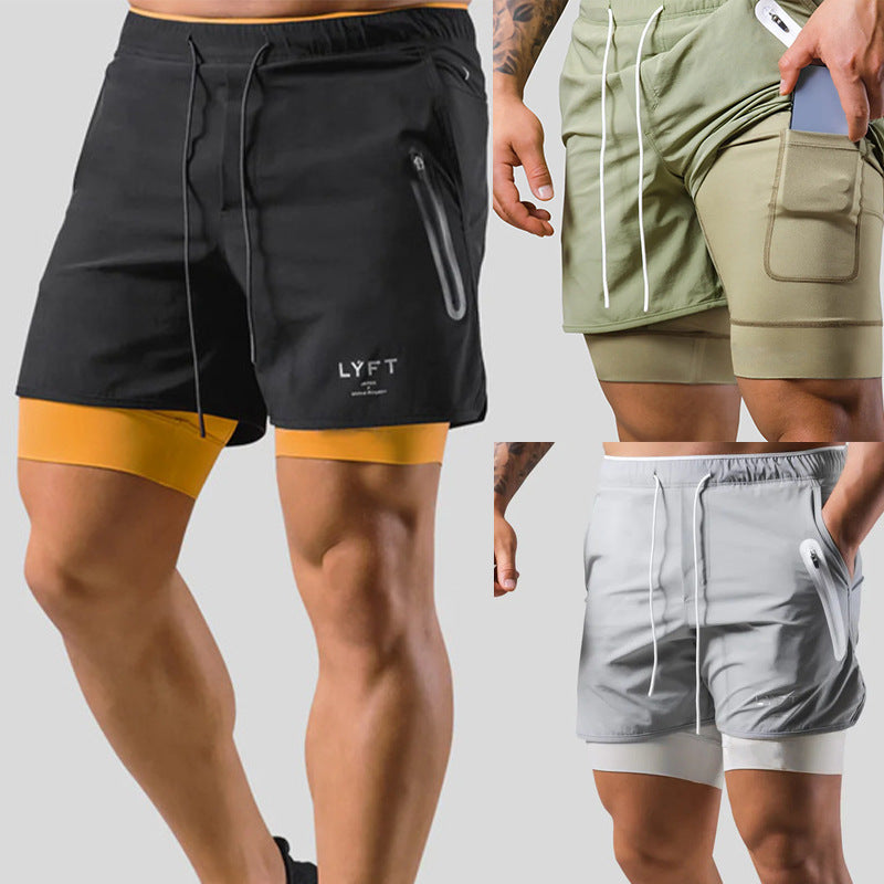 Men's Sports Casual Shorts Double Layer Basketball Running