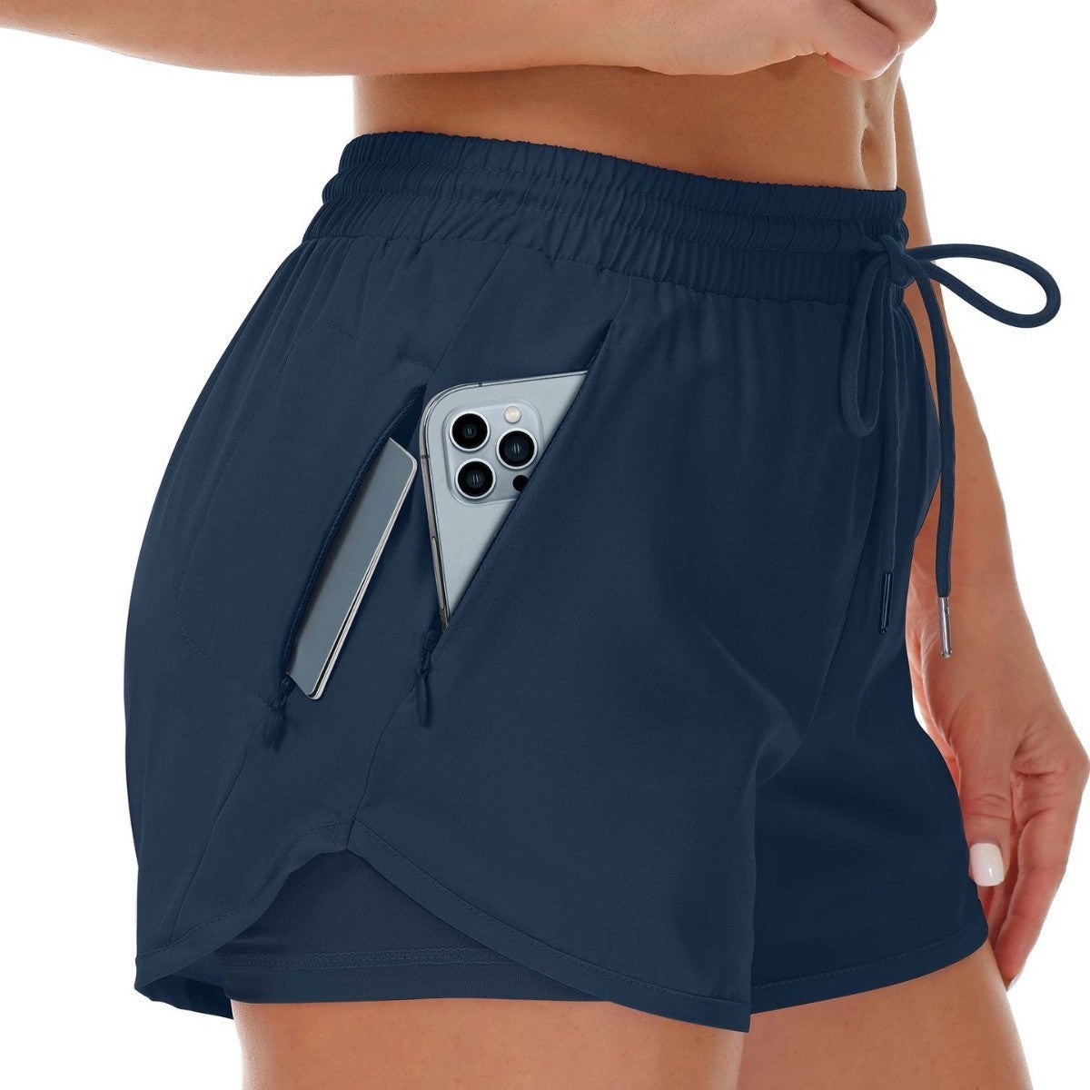 Women's Sports Shorts Running Yoga Fake Two Pieces