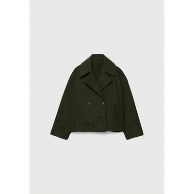 Veste blazer à revers croisé, manteau court en laine ample et élégant pour femme