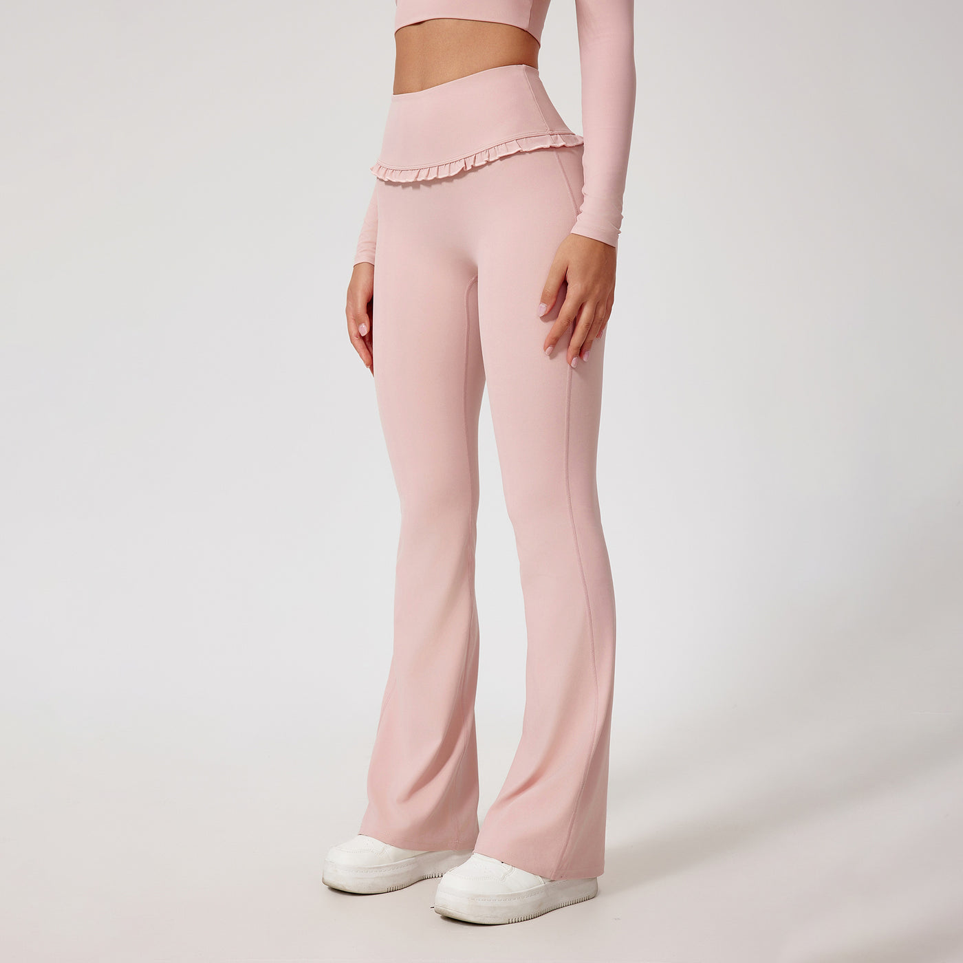 Pantalon de yoga taille haute en dentelle effet nu pour la course à pied et le fitness