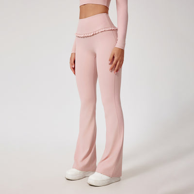 Pantalon de yoga taille haute en dentelle effet nu pour la course à pied et le fitness