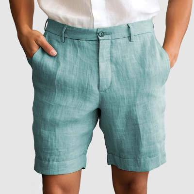Men's Linen Summer Breathable Solid Color Outdoor Shorts