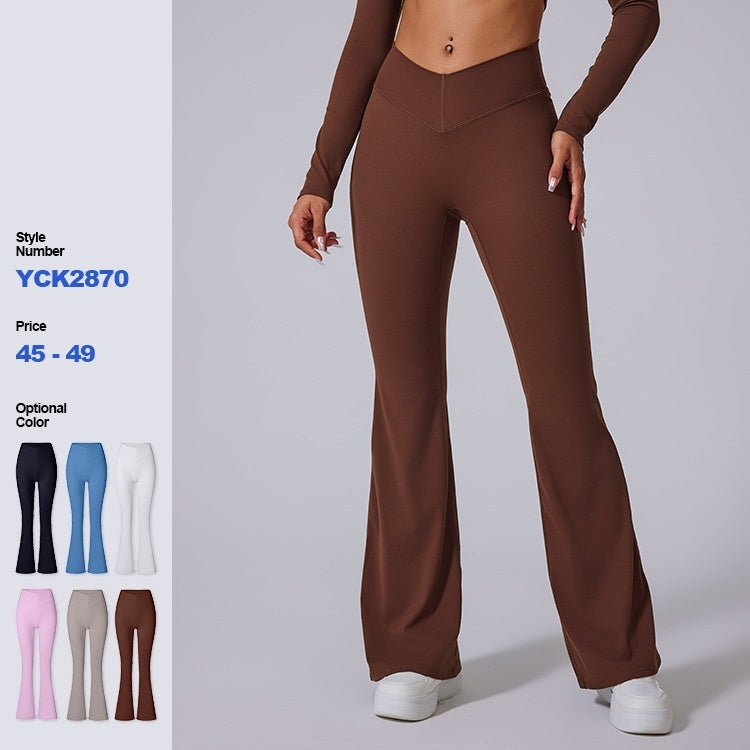 Brushed Flared V-waist Sports Tight Trousers