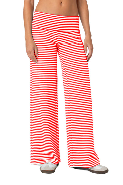 Cropped Striped Loose Trousers Autumn Sports Style Draped Casual Pants