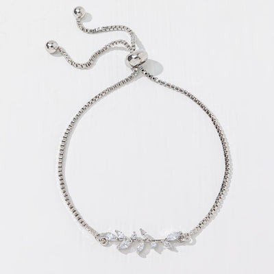 Silver Zircon Leaf Bracelet & Ring Set