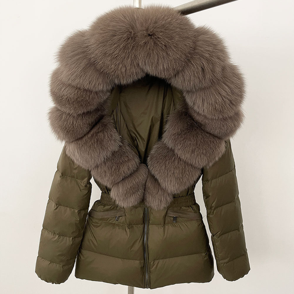 Short Women's Thickened Slim Fit Waist-tight Fur Down Jacket