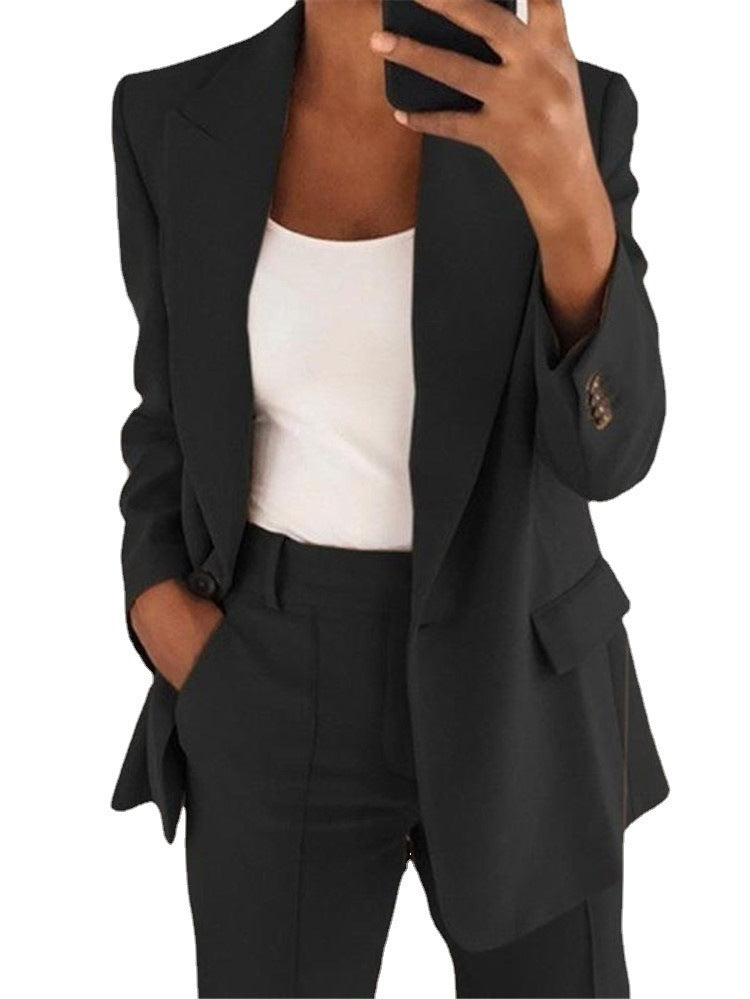 Cardigan slim à revers, veste de costume gracieuse