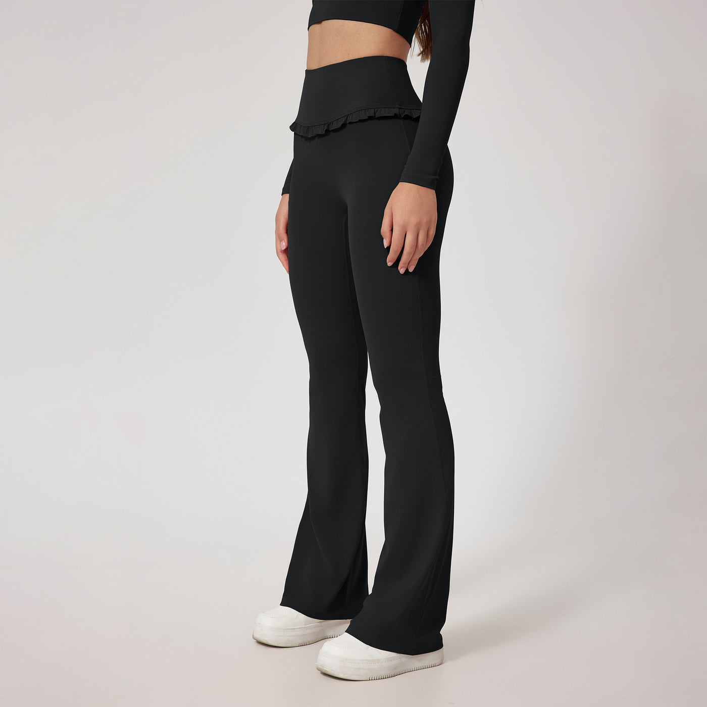 Pantalon de yoga taille haute en dentelle effet nu pour la course à pied et le fitness