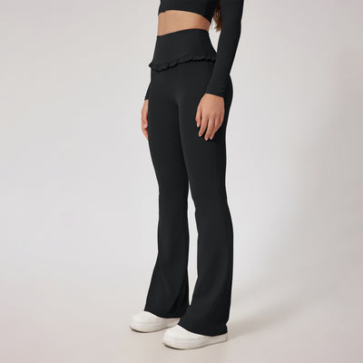 Pantalon de yoga taille haute en dentelle effet nu pour la course à pied et le fitness