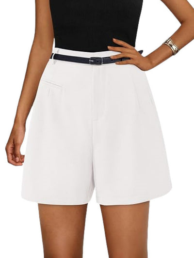 Elastic High Waist Wide Leg Casual Shorts