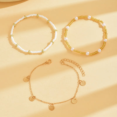 Boho Bead Anklet 3-Piece Set