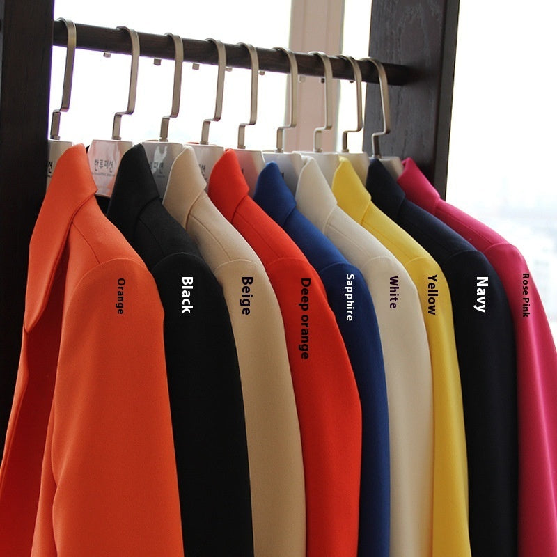 Mid-length Suit Spring Women's Long Sleeve Plus Size Nylon Slimming Versatile Straight Style