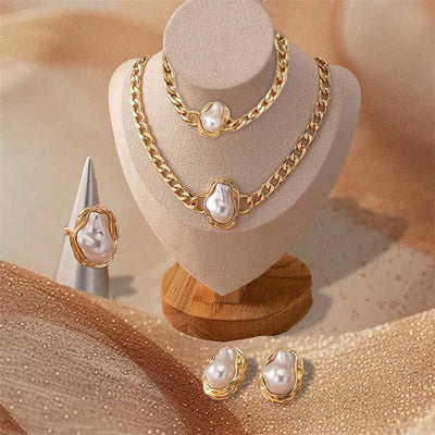 Vintage Shaped Pearl Necklace Set