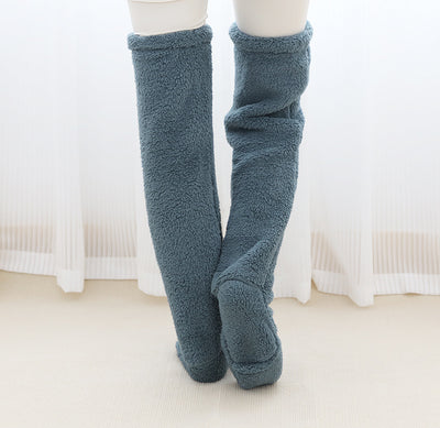 Chaussettes longues et duveteuses au-dessus du genou pour l'hiver, chaudes et froides, pour les articulations du genou, résistantes au froid, pour dormir au sol