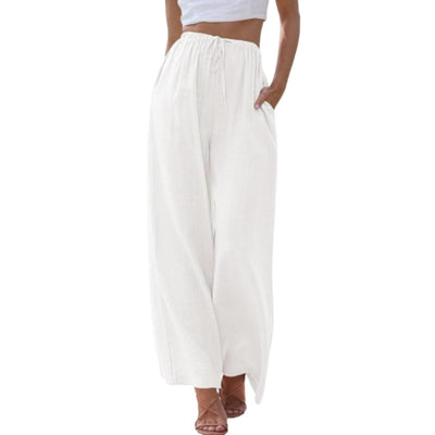 Loose Casual Pocket Drawstring Wide-leg Pants For Women