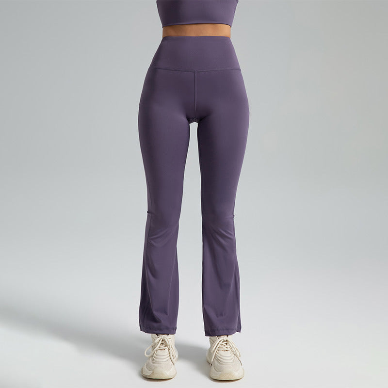 High Waist Hip Lift Yoga Bell-bottom Pants Nude Feel Fitness