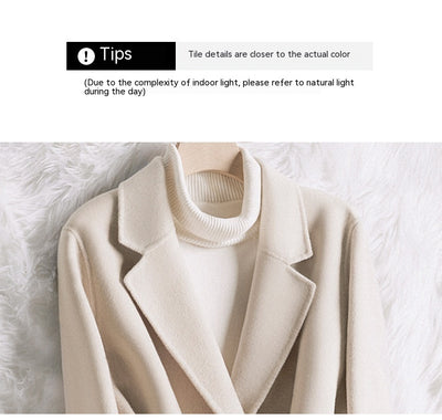Autumn And Winter Creamy-white Temperament Slim-fit Woolen Coat Women