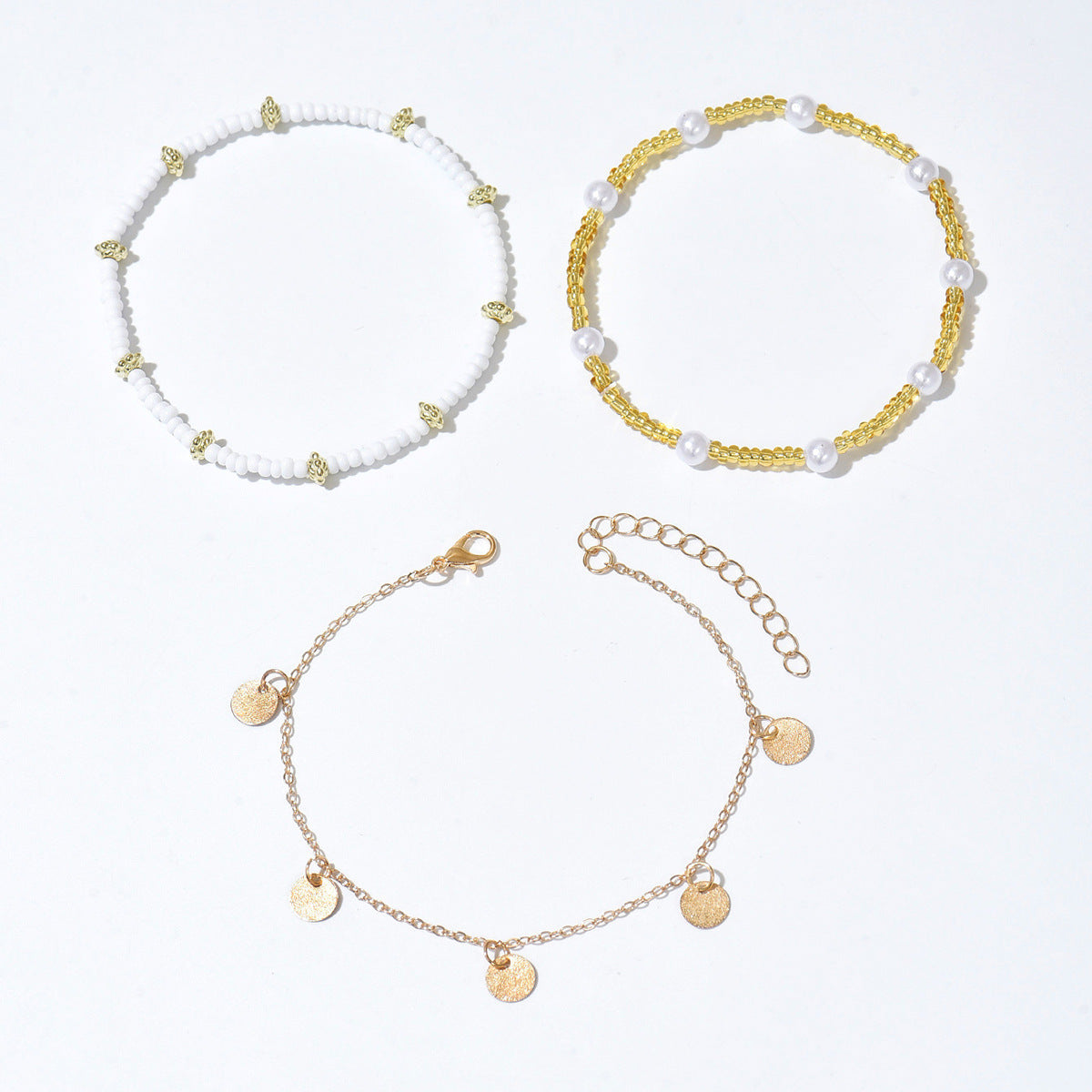 Boho Bead Anklet 3-Piece Set
