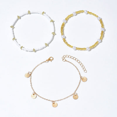 Boho Bead Anklet 3-Piece Set