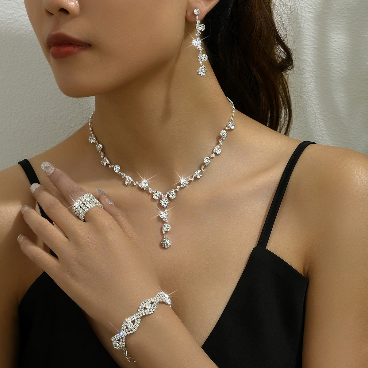 Crystal Necklace & Bracelet Jewelry Set