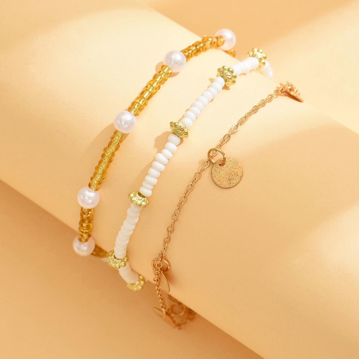 Boho Bead Anklet 3-Piece Set