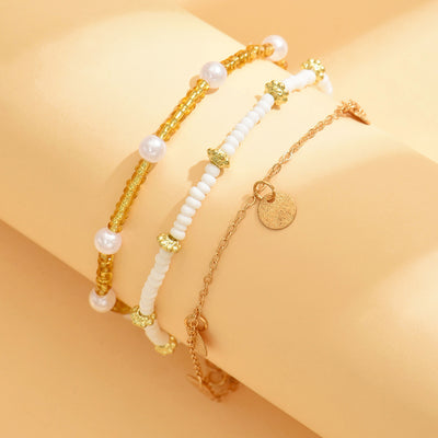 Boho Bead Anklet 3-Piece Set