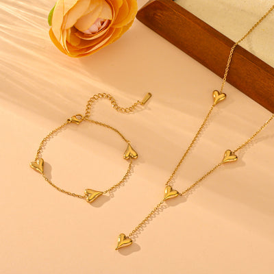 Peach Heart Tassel Necklace for Women