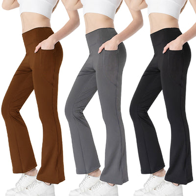 Pantalon court amincissant taille moyenne pour femme, pantalon bootcut décontracté à poches