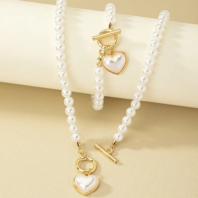 Love Pearl Necklace & Bracelet Set