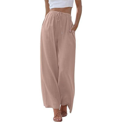 Loose Casual Pocket Drawstring Wide-leg Pants For Women
