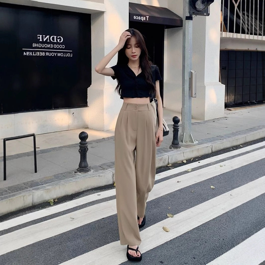 New High Waist Drooping Straight Pear Shapes Pants