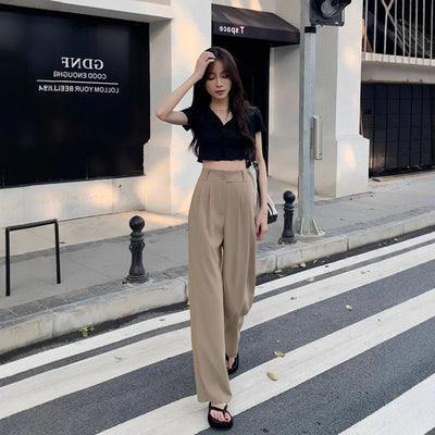 New High Waist Drooping Straight Pear Shapes Pants