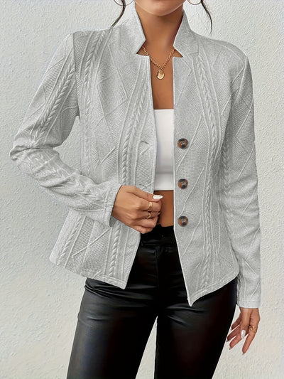 Veste blazer pour femme, manteau de costume, simple boutonnage, col montant, hauts slim, vêtements d'extérieur, veste de bureau