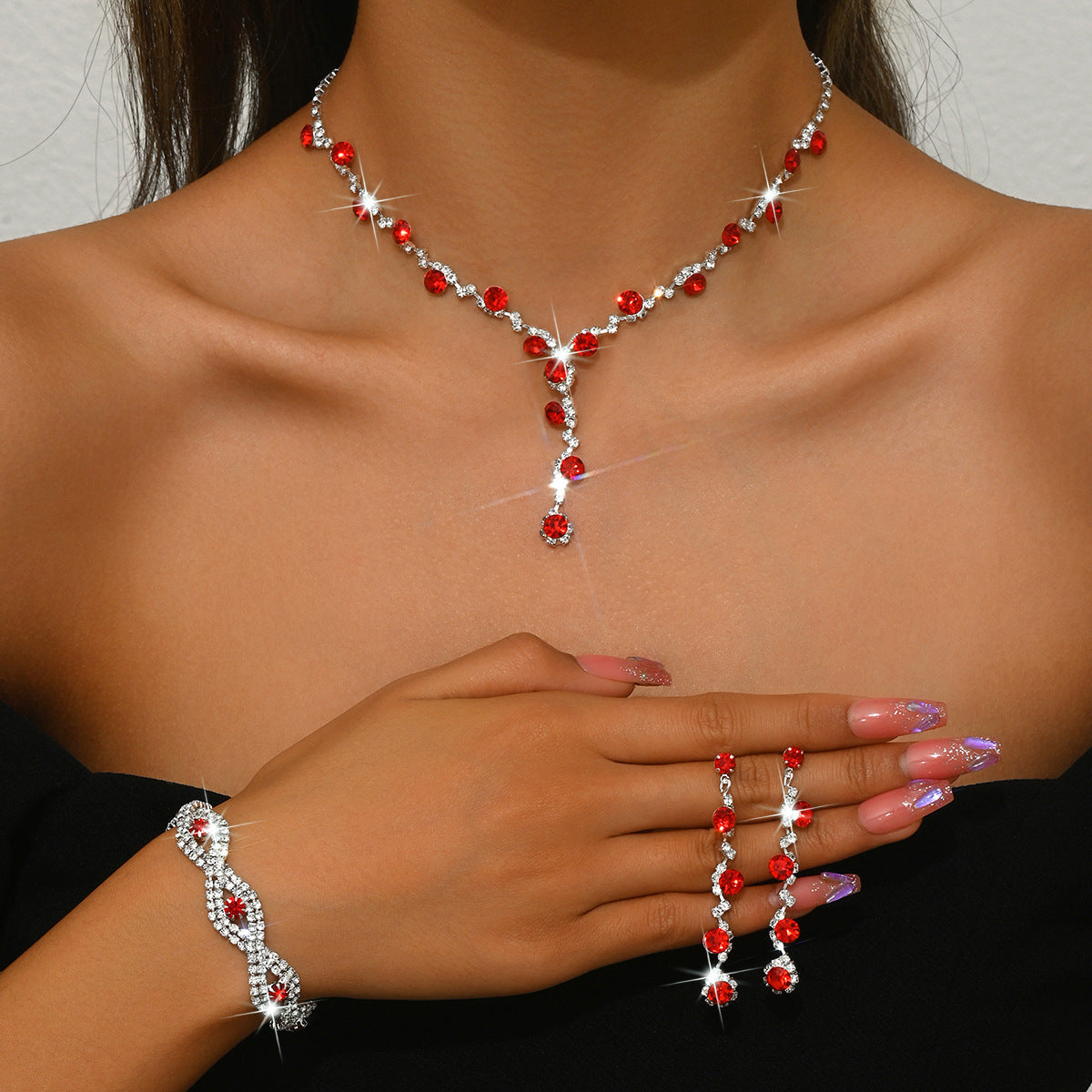 Crystal Necklace & Bracelet Jewelry Set