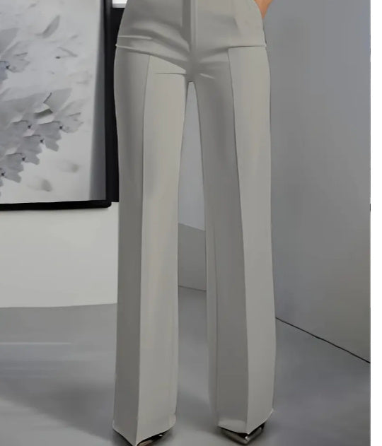 Women's White Minimalist Pants Made Of Polyester