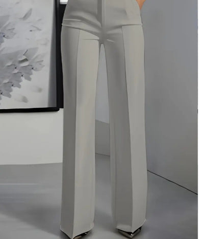 Women's White Minimalist Pants Made Of Polyester
