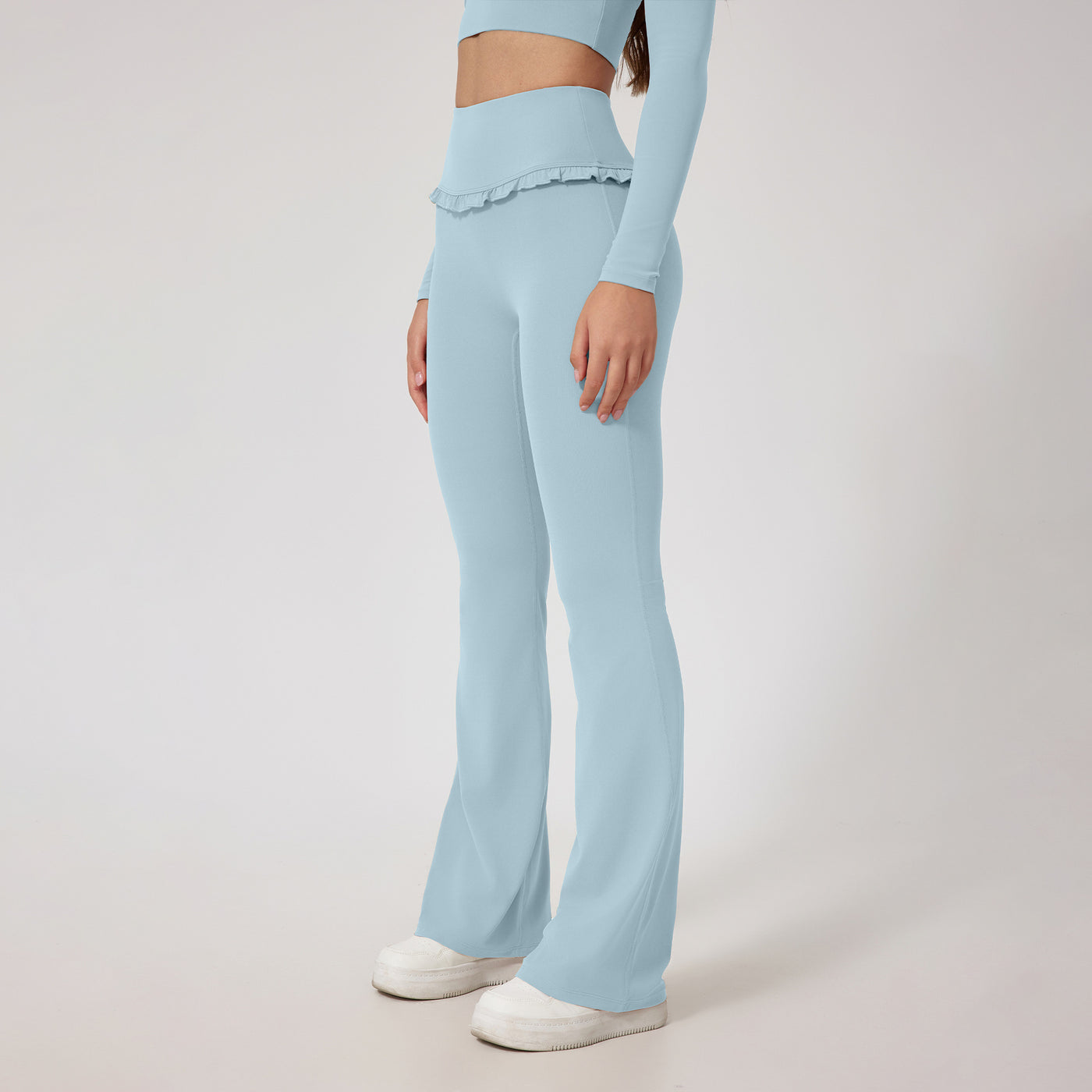 Pantalon de yoga taille haute en dentelle effet nu pour la course à pied et le fitness
