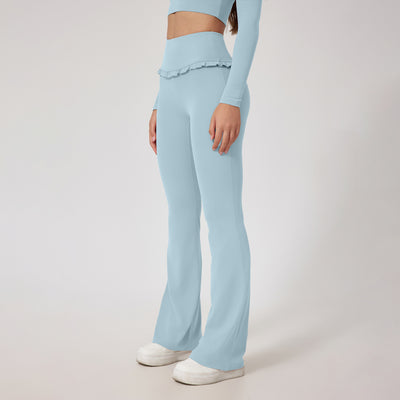 Pantalon de yoga taille haute en dentelle effet nu pour la course à pied et le fitness