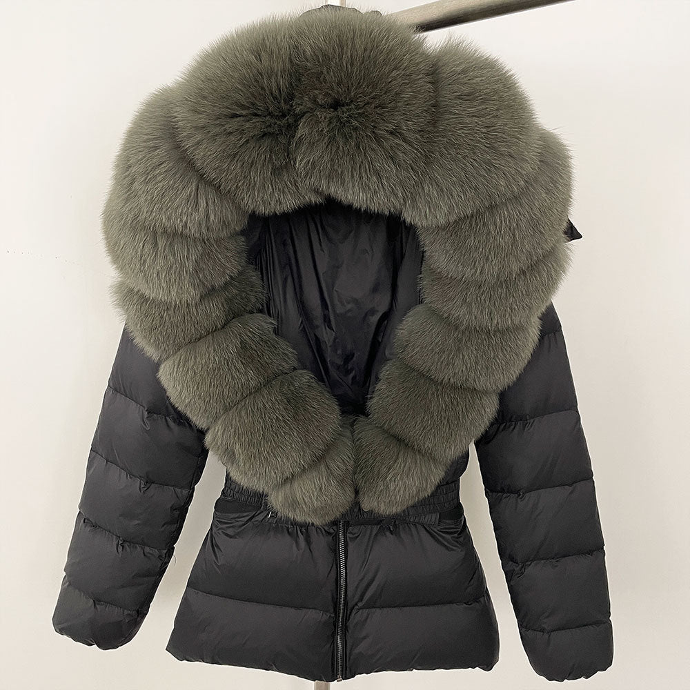 Short Women's Thickened Slim Fit Waist-tight Fur Down Jacket