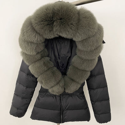 Short Women's Thickened Slim Fit Waist-tight Fur Down Jacket