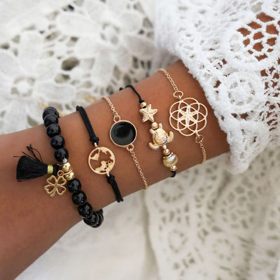 Turtle Tassel Bracelet 5-Piece Set