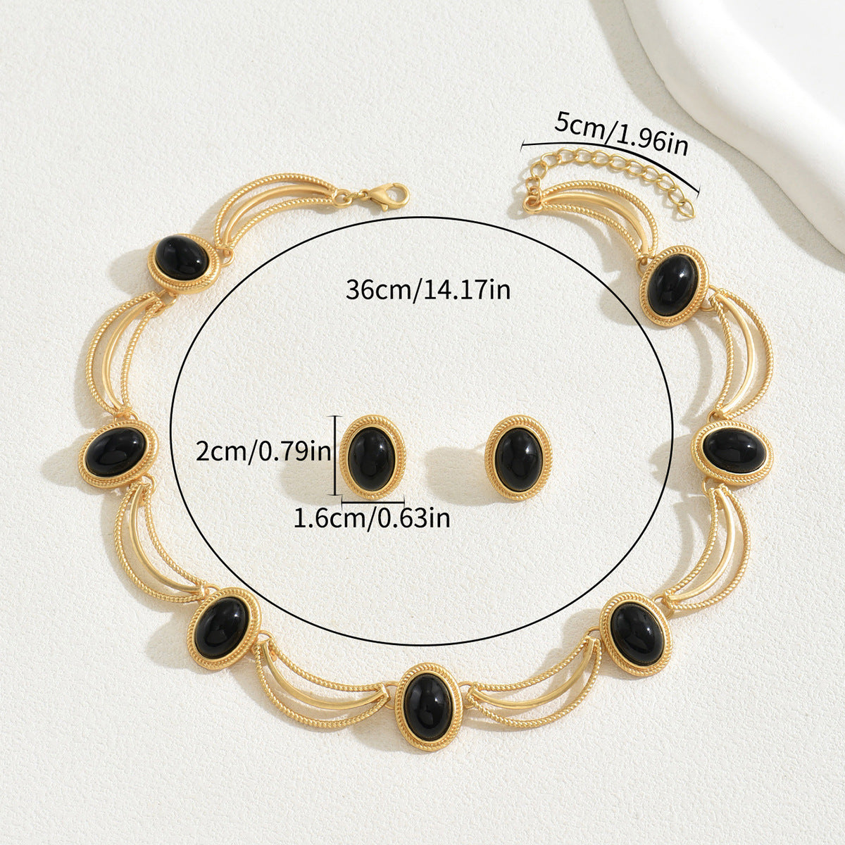 Vintage Gem Inlay Jewelry Set