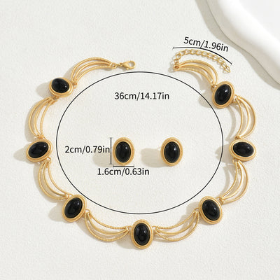 Vintage Gem Inlay Jewelry Set