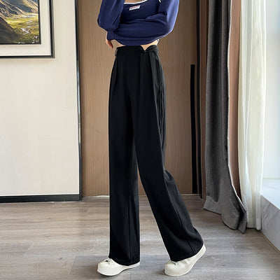New Chinese Style Buckle High Waist Casual National Style Special-interest Design Elastic Waist Wide Leg Pants