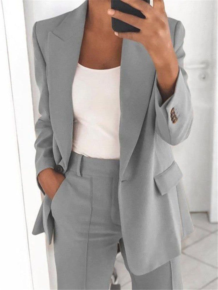 Cardigan slim à revers, veste de costume gracieuse