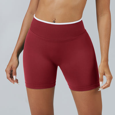 Color Matching Seamless Tight Yoga Shorts Peach Hip Raise