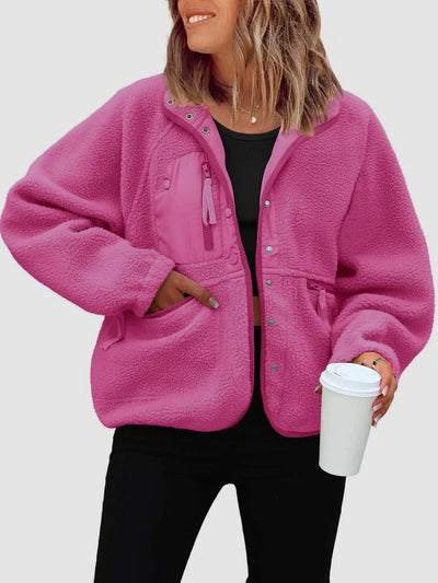 Cardigan court en peluche, manteau en laine d'agneau