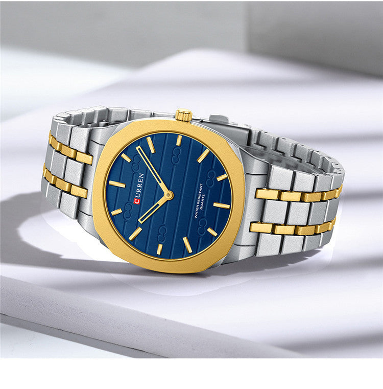 Ultra-Thin Steel Watch with Calendar